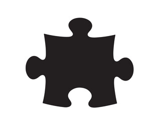 Puzzle piece in silhouette white background.
