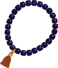 Dark purple prayer beads with brown tassel rosary mala