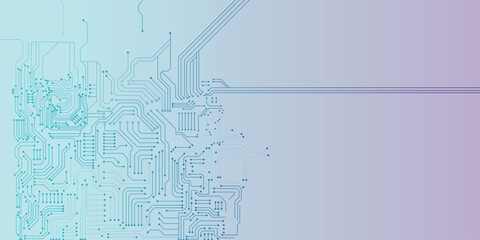 Abstract Technology Circuit Lines on Gradient Background. Vector Design.