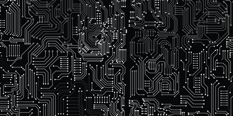 Abstract Technology Circuit Lines on Black Background