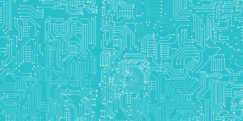 White line and dot technology circuit board on blue background. 