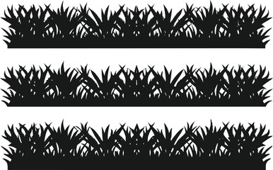 Three horizontal black grass silhouettes on white background