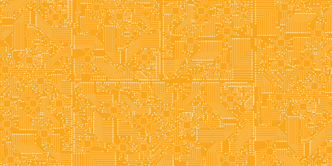 White line and dot technology circuit board on yellow background. 