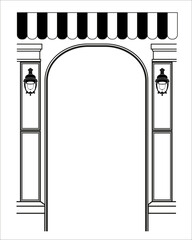 Architecture arch with columns ancient pillars ornament vector illustration isolated on white background.
