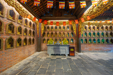 Buddha statues along the corridor lead to Bai Dinh pagoda, one of the largest in the south east Asia in Ninh Binh, Vietnam