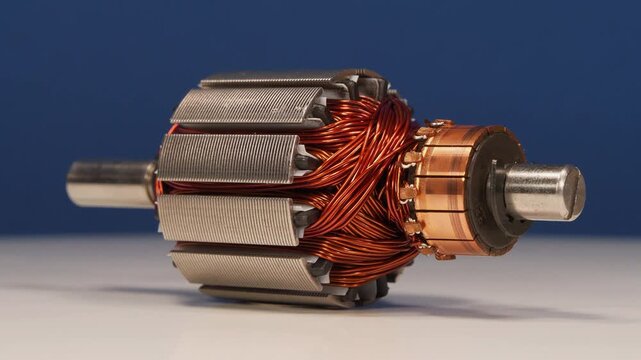 Armature or rotor with copper coil from electric motor of small household appliance, from percussion massager