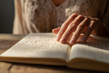 Blind Woman Reading Braille with Fingertips – Authentic Inclusive Footage