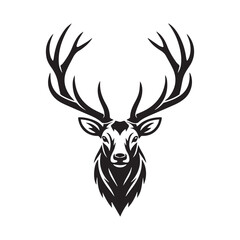 Naklejka premium Deer head vector illustration with antlers and wildlife design