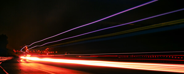 lights of cars with night