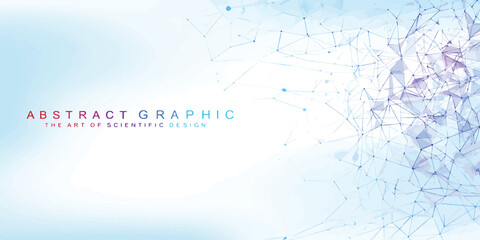 Obraz premium Abstract scientific background with a geometric network of connecting dots and lines