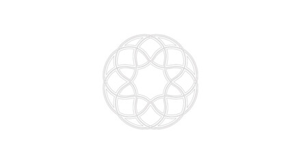 A symmetrical, detailed, interlaced, circular design floats against a stark white background