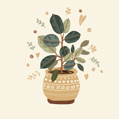 botanical illustration of a rubber plant 