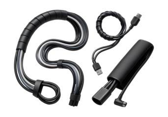 Flexible wire harnesses for personal computer setups, managing and concealing cords under