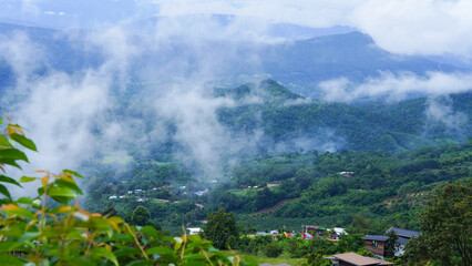 Mountain range and sea of ​​mist, tourist attractions in Hai Tak, Loei Province, Thailand