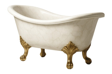 A vintage cast marble bathtub with clawfoot legs, ideal for a classic Victorian home.