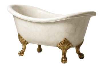 A vintage cast marble bathtub with clawfoot legs, ideal for a classic Victorian home.