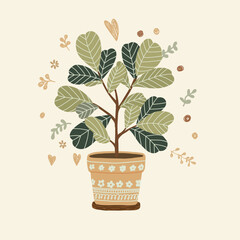 botanical art of a fiddle leaf fig 