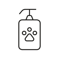 Outlined bottle of pet shampoo with paw print
