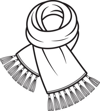 black and white scarf with tassels clip art preview