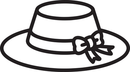 Summer hat with ribbon in flat style for woman female fashion style on transparent backdrop