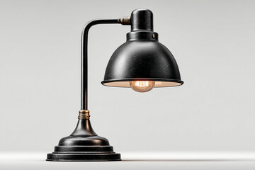 Vintage Black Desk Lamp Isolated on White Background – Retro Lighting and Home Office Decor Concept