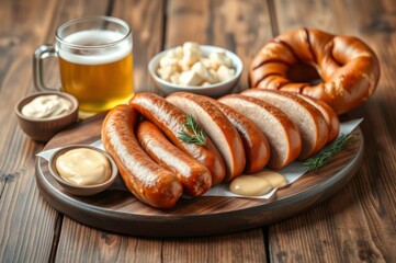 Fototapeta premium Authentic Bavarian Sausage Breakfast Spread