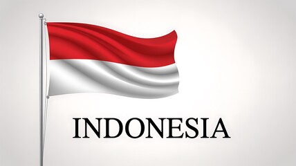 Waving indonesian flag with country name text