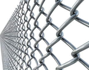 A close-up perspective of a chain link fence, with focus on individual metallic links