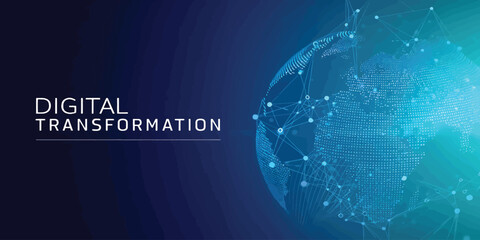 Abstract digital globe with a glowing network of connections for technology concepts