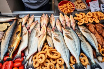 Obraz premium Fresh Grilled Seafood at Street Market