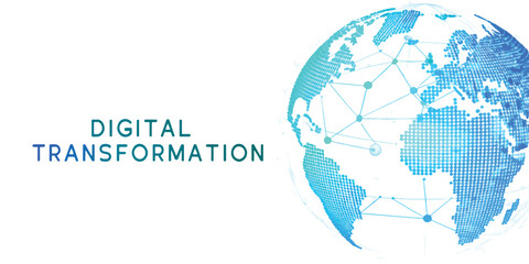 Fototapeta premium Modern graphic of a connected globe symbolizing international data and digital transformation concepts