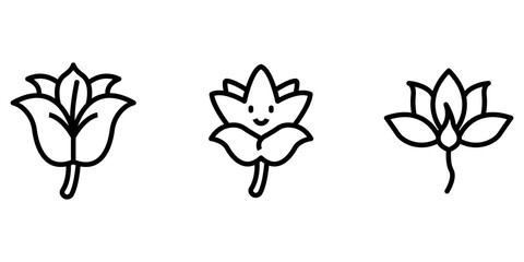 lily outline or line icon design bundle.
