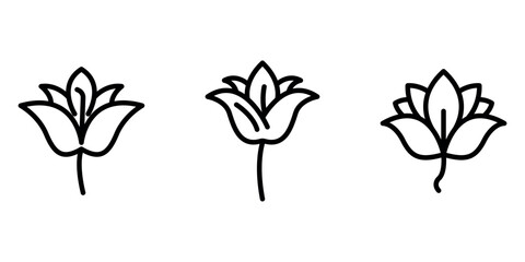 lily outline or line icon design bundle.