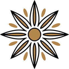 Geometric floral mandala design with earthy tones and delicate petals