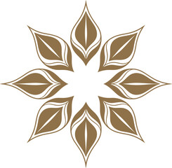 Elegant floral starburst ornament with petals and swirls decorative element