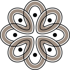 Abstract geometric flower pattern with interlocking petals and central dots