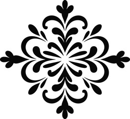 Elegant black ornate swirl floral design element classic decorative ornamentation symmetrical motif