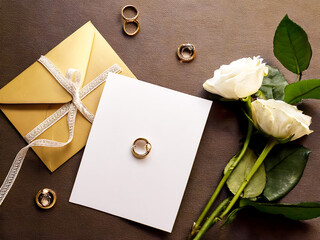 Feminine Pink and White Stationery Flat Lay with Rose, Ring, and Pearl