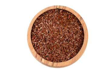 Dried flaxseed on the white background