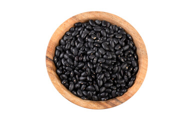 Dried black bean on the white background