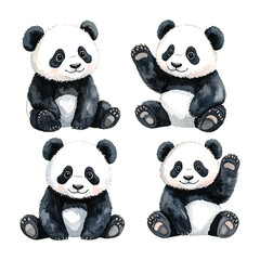 Hand Painted Panda Watercolor Artwork Collection
