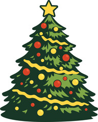 christmas tree retro vintage illustration design