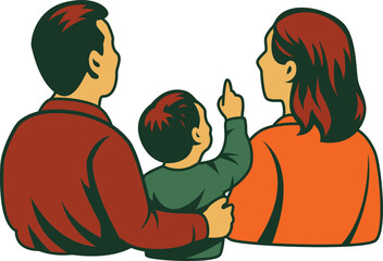 family see activity retro vintage illustration design