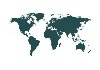 Detailed World Map Outline - Vector Global Geography Illustration