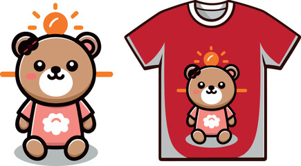 Kids tshirt print logo icon vector white background .