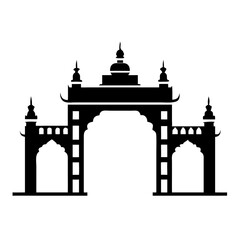 Ornate Temple Gate Silhouette Design for Educational Materials, Cultural Blogs, Architecture Websites, and Decorative Art Projects