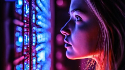 A woman looks out of a darkened window, possibly searching for an exit or seeking solace