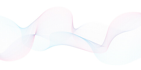 Wave with lines created using blend tool. Curved wavy line, smooth stripe. Vector illustration.