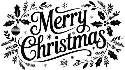 Merry Christmas typography set lettering vector designs 