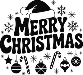 Merry Christmas typography set lettering vector designs 
